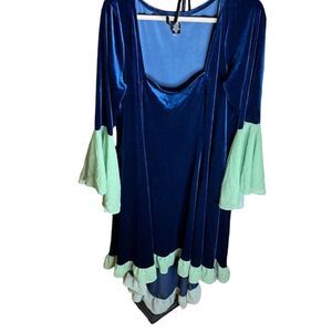 Hot Topic Renaissance high low Velvet Maxi dress Blue Plus Size 2 New